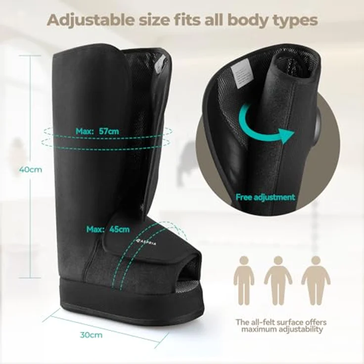 Aspria 2-in-1 Waden-Fußmassagegerät mit Luftkompression, Vibration und Wärmetherapie, kabelloses Design für geschwollene Beine, schwarz – Bild 2