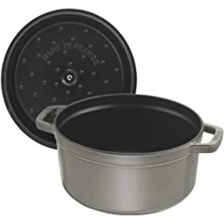 STAUB Gusseisen Bräter-Cocotte, mit Dämpfeinsatz, rund 26 cm, 5,2 L, graphit - grau – Bild 5