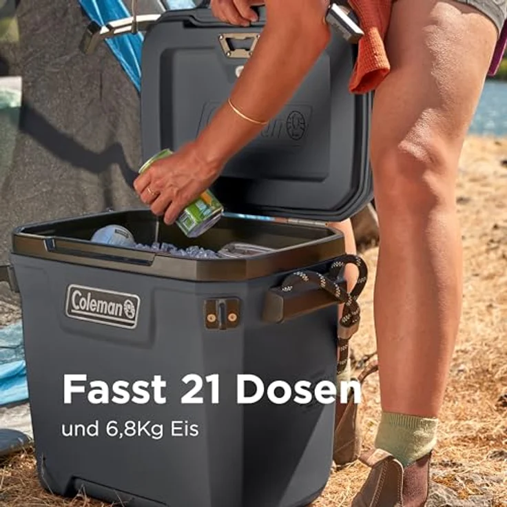 Coleman Convoy 28 QT, Kühlbox (29 l) mit antimikrobieller Innenbeschichtung, grau, bis zu 72 Stunden Kühlwirkung, integrierter Flaschenöffner – Bild 5