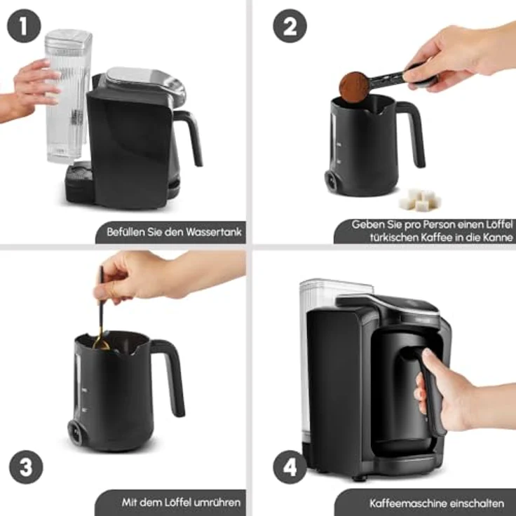 Karaca Hatır Aqua, Automatische Türkische Kaffeemaschine mit Wassertank, 735 W, 5 Tassen Kapazität, Schwarz – Bild 2