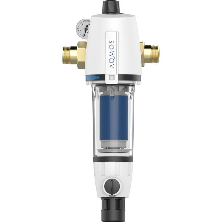 Aqmos Rückspülfilter AQMOS 1 mit Druckminderer und Manometer, 25,4 mm, weiß, für Trink- und Brauchwasser