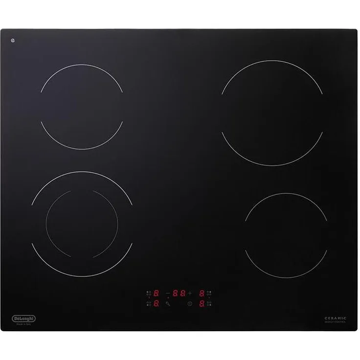 De'Longhi PVC 61 N, Kochfeld Schwarz mit integriertem Dunstabzug, 60 cm, 4 Brenner, Touch-Steuerung, digitale Timer-Funktion
