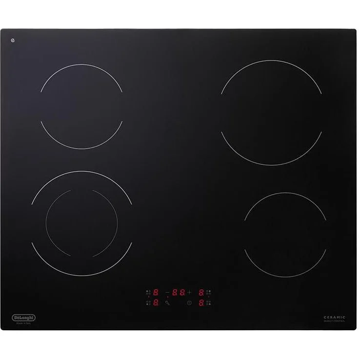 De'Longhi PVC 61 N, Kochfeld Schwarz mit integriertem Dunstabzug, 60 cm, 4 Brenner, Touch-Steuerung, digitale Timer-Funktion