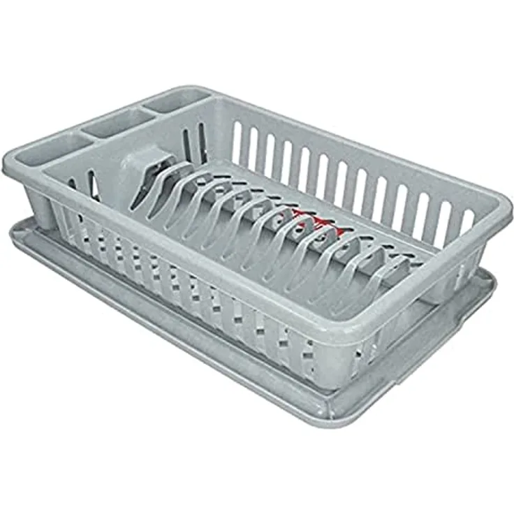 Curver Kleines Abtropfgestell mit Tablett, aus Kunststoff, Grau, 26 cm