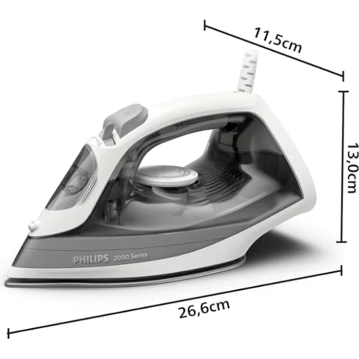 Philips 2000-Serie Dampfbügeleisen - Bis zu 25 g/min Dauerdampf. 2000W. 250 ml Wassertank. Schnelle Entknitterung. 4 Dampfstufen. Keramiksohle. Leichtes Gewicht für Leichtes Bügeln. Grau (DST2020/80) – Bild 2