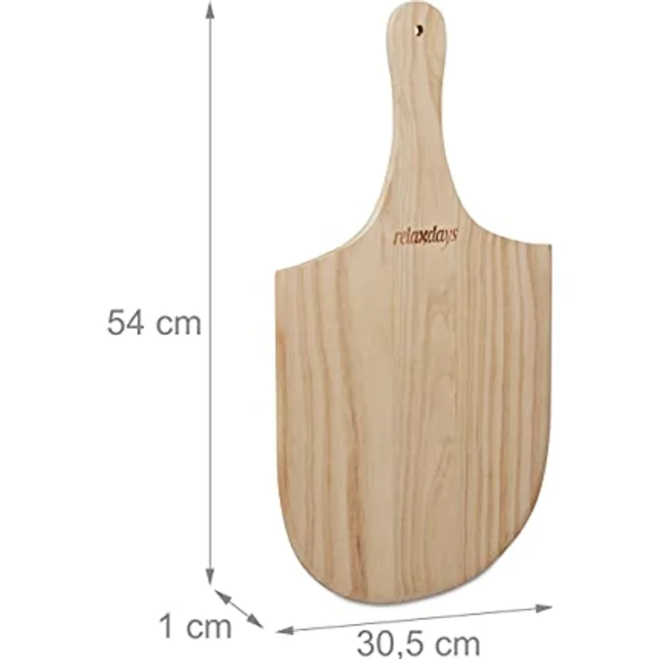 Relaxdays Pizzaschieber aus Holz, für Brot & Flammkuchen, Pizzaschaufel, natur, BxT: 30,5 x 54 cm – Bild 4