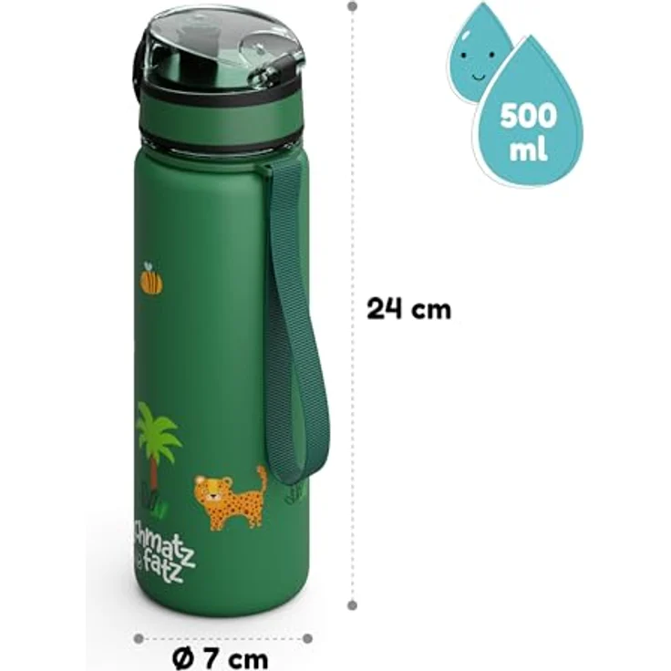 Klarstein Schmatzfatz Trinkflasche Sportflasche 500 ml, BPA-freies Tritan, auslaufsicher, mit Fruchtaufsatz und Tragegriff, 24 cm – Bild 7