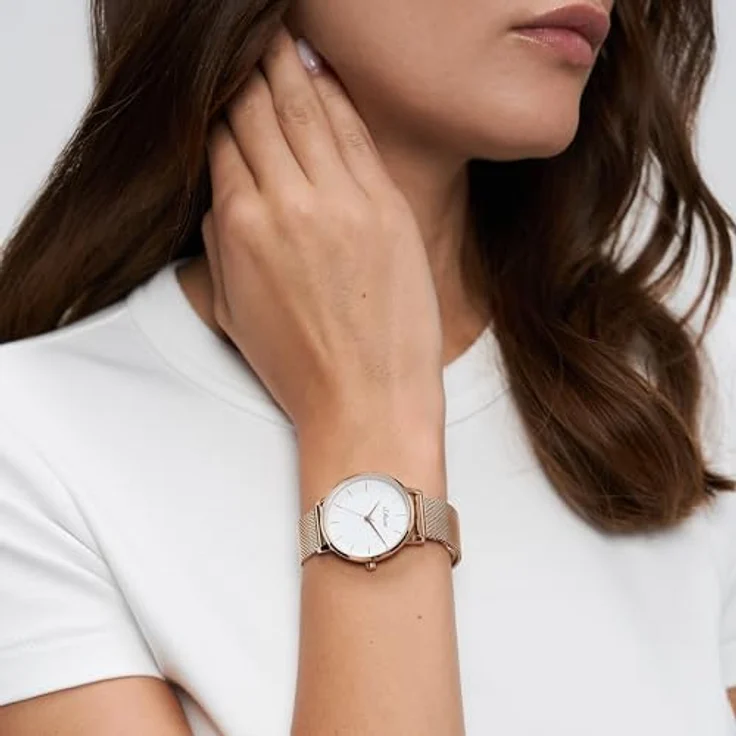 s.Oliver Classic Mesh Medium, Quarzuhr für Damen mit silbernem Edelstahlarmband und weißem Ziffernblatt, 16 mm Gehäusedurchmesser – Bild 4