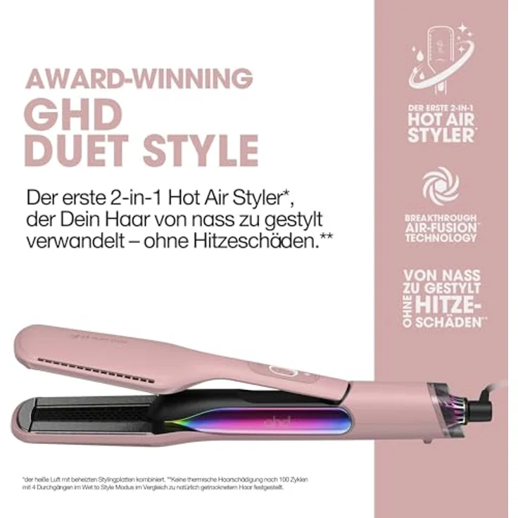 ghd duet style Hot Air Styler, 2-in-1 Glätteisen in transcendent pink mit Air-Fusion™ Technologie, inklusive Hitzeschutz-Etui – Bild 2