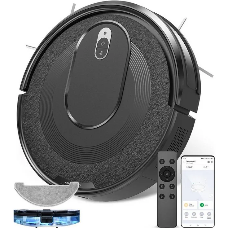 Vactidy W7 3-in-1 Saugroboter mit Wischfunktion, 4000Pa Saugkraft, 120 Min Laufzeit, beutellos, ideal für Haustierbesitzer, App-/Sprachsteuerung
