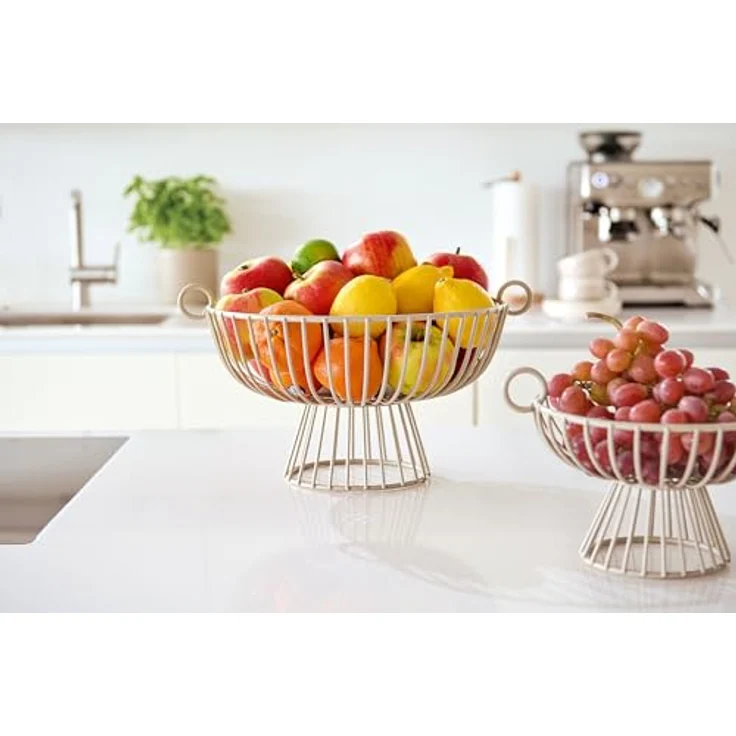 Zeller 27440 Obstkorb aus Metall, beige, mit zwei Griffen und modernem Design – Bild 4