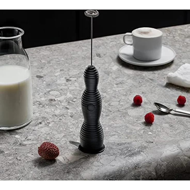 Alessi Milchaufschäumer Pulcina Schwarz, USB-aufladbar mit ergonomischem Griff – Bild 2
