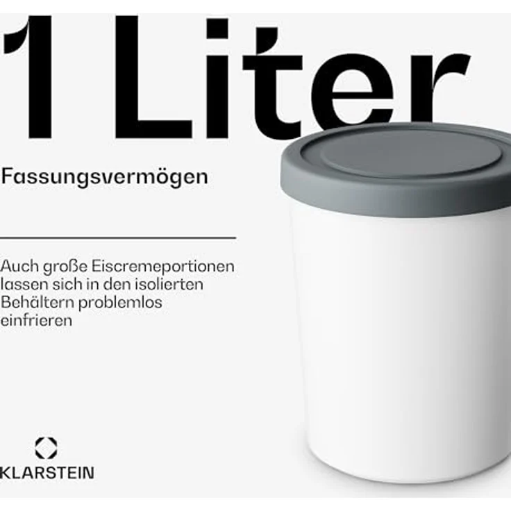 Klarstein Eisbehälter-Set, 2x 1L, Spülmaschinenfest, Stapelbar, Kunststoff für Selbstgemachtes Eis & Joghurt, passend für Klarstein Eismaschinen – Bild 4