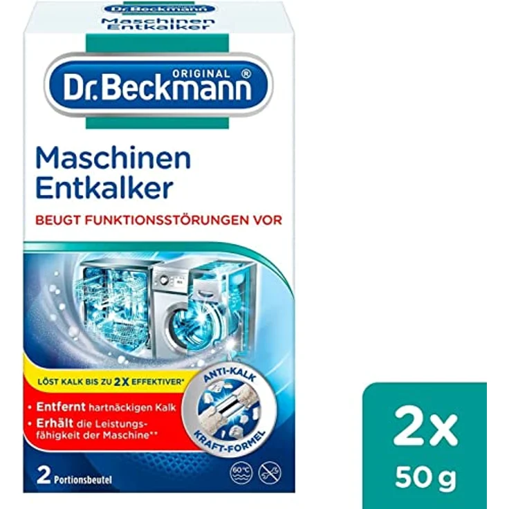 Dr. Beckmann Maschinen Entkalker, Portionsbeutel 2x50g für gründliche Entkalkung von Wasch- und Spülmaschinen – Bild 3