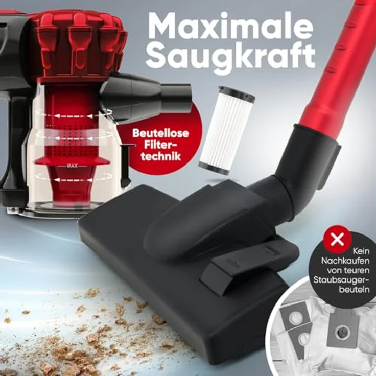 Clatronic 2in1 Staubsauger und Handstaubsauger mit 6,8m Kabel | Starke Saugleistung | beutellos | BS 1314, Silber – Bild 4