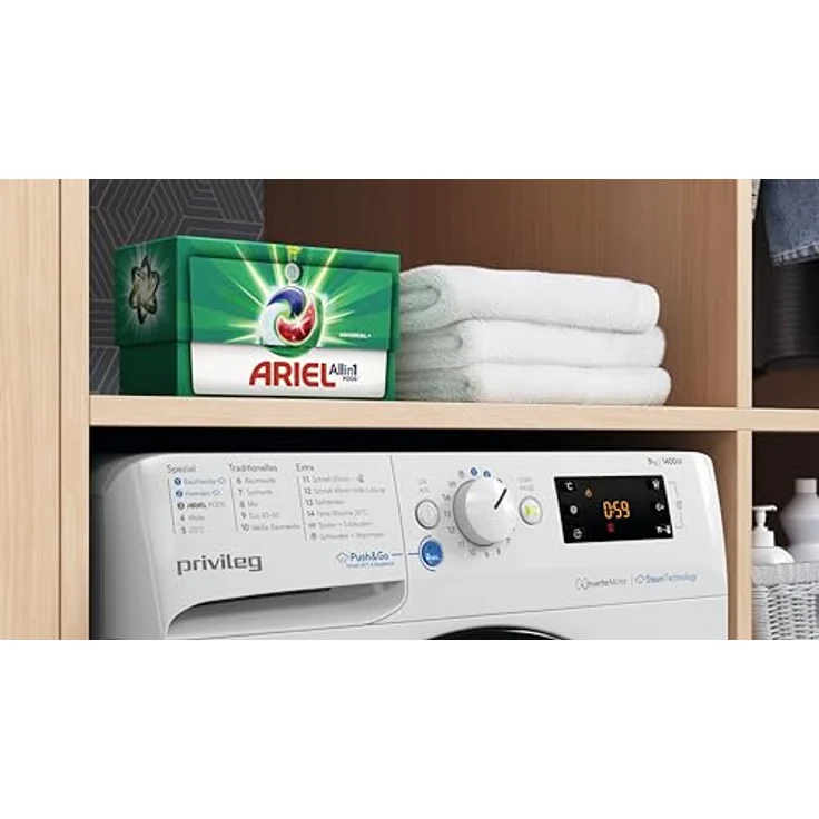 Privileg PWFV X 953 A Waschmaschine Frontlader/1400 U/min/9 kg/EEK A/Push & Go Steam/Dampf-Programme/Schnell 45min Volle Ladung/Schnell-Programme(20/45/60 Min.)/Inverter-Motor/Mehrfachwasserschutz – Bild 4