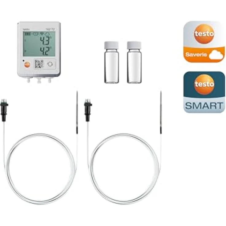 Testo 0572 1629 162 fridge set, Temperatur-Datenlogger -50 bis 150 °C, inklusive Wandhalterung und WLAN-Datenübertragung – Bild 1