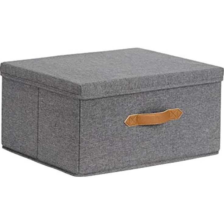 LOVE IT STORE IT Premium Aufbewahrungsbox mit Deckel - Aus hochwertigem Stoff - Extra groß und stabil - Grau - 43x33x21 cm