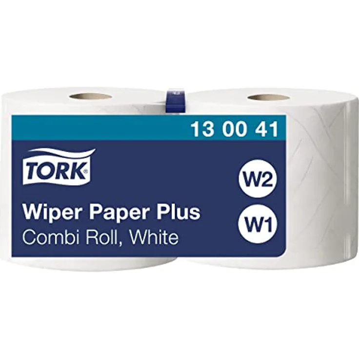 Tork 130041 Starke Mehrzweck Papiertücher für W1/W2 Systeme / 2-lagiges saugfähiges Papier in Weiß / 2 x 255m