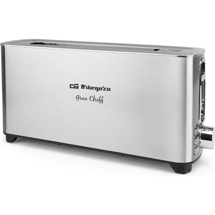 Orbegozo TO 6030, Langschlitz-Toaster mit 6 Bräunungsstufen, Edelstahl-Gehäuse, Auftau- und Aufwärmfunktion, Abschaltautomatik