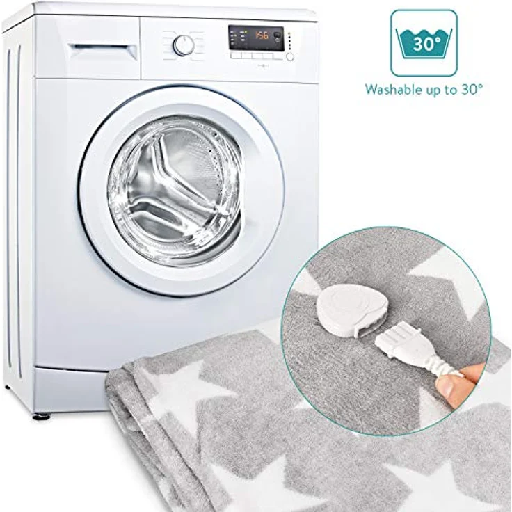 Navaris Heizdecke, Navaris XXL Elektrische Wärme Decke 180x130cm 3 Wärmestufen Abschaltautomatik waschmaschinengeeignet Kuschelige Bett Wärmedecke – Bild 4