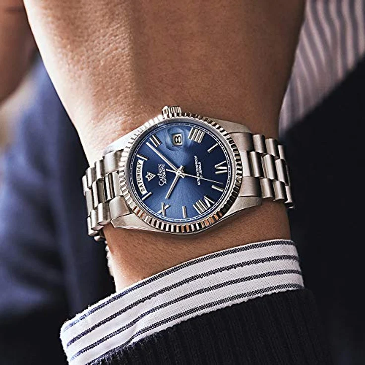 CADISEN MIYOTA 8285 Automatik Uhr Herren, Mechanische Uhr mit Saphirglas und Edelstahlarmband, blau, wasserdicht bis 100 m – Bild 5