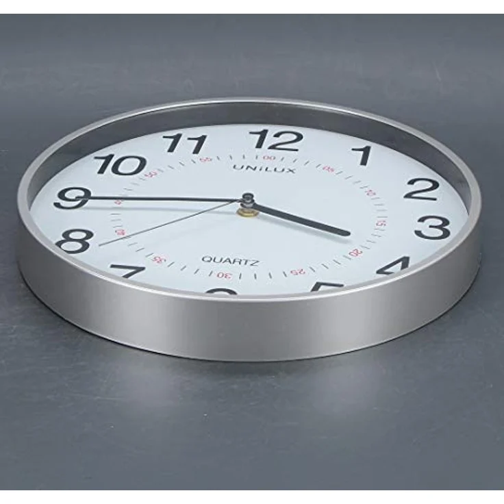 Unilux Wanduhr Aria mit Sekundenzeiger 28,5cm modernes Ziffernblatt, Kunststoff/Glas, metallgrau – Bild 3