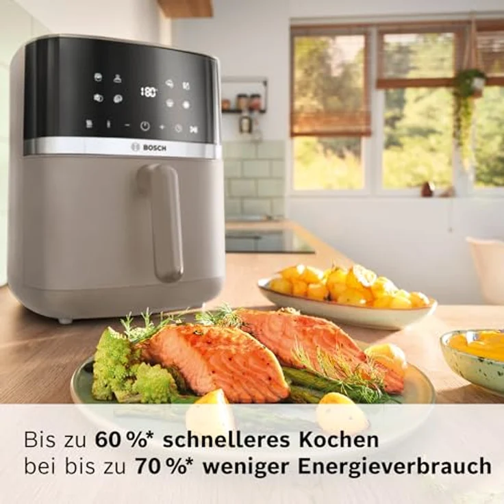 BOSCH Heißluftfritteuse Air Fryer Serie 4 MAF462C0, 6,1l, 2050 W, 7 Programme, Creme, mit Auftaufunktion, spülmaschinengeeignet – Bild 4