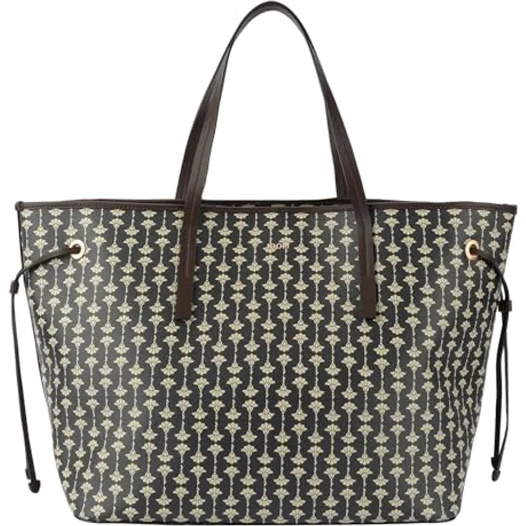 JOOP! Shopper Collana Lara XLHO, Shopper aus genarbtem Kunstleder mit stilvollem Print, Schwarz, 55 x 20 x 33 cm