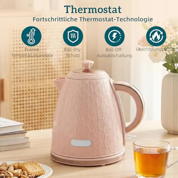 HOMCOM Wasserkocher- und Toaster-Set, 1,7L 2200W, Schnellkoch-Wasserkocher mit automatischer Abschaltung und 2-Scheiben-Toaster mit 7 Bräunungsstufen, Rosa – Bild 4