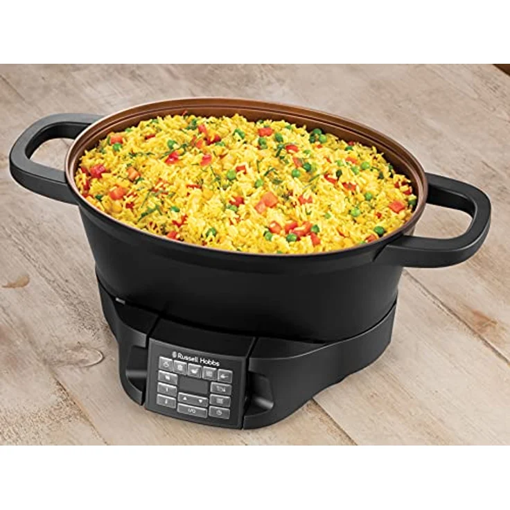Russell Hobbs 28270-56 Good To Go Multikocher, 750W, 6,5 Liter, Timer, inkl. Dampfgarereinsatz, Warmhaltefunktion, Display, schwarz – Bild 3