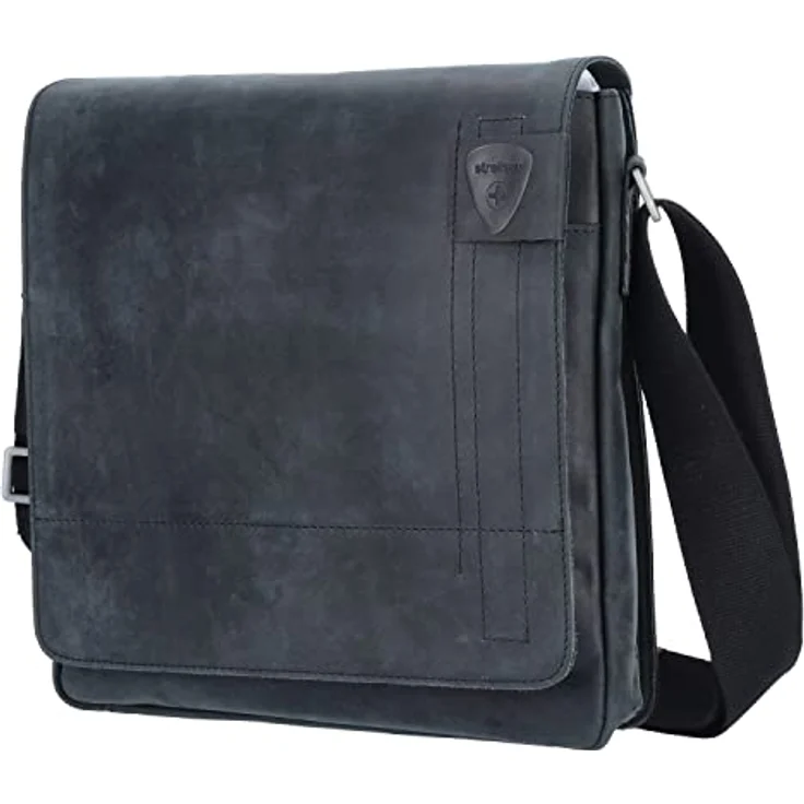 Strellson Richmond Umhängetasche Leder, 31 cm mit Innenfutter und Reißverschlussfach, Schwarz – Bild 1