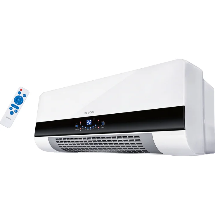 BE COOL PTC Wand-Heizlüfter 2200W "WILL", weiß/grau, für Räume 20-30m², mit Timer und Überhitzungsschutz