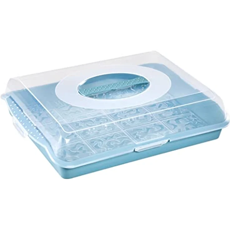 keeeper Party-Butler mit Kuchenplatte für Sandwich, Kuchen und Muffins, BPA-freier Kunststoff, 45 x 35 x 11 cm, Marco, Nordic Blue – Bild 1