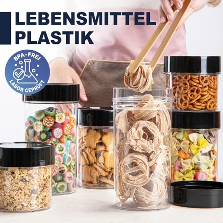 KONZEPT Vorratsdosen Set, 6er Pack luftdichte Behälter mit 1800 ml Fassungsvermögen für Müsli, Mehl und mehr, Schraubverschluss in Weiß – Bild 5