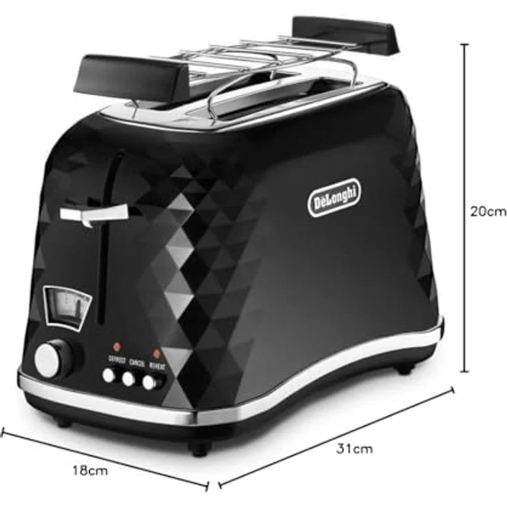 DeLonghi Brillante CTJ 2103.BK Doppelschlitztoaster, 900W, 5 Bräunungsstufen, schwarz – Bild 3