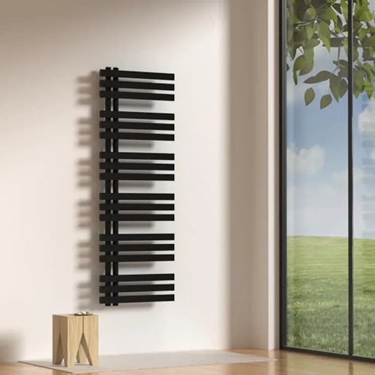 Neu.Haus Slidre, Handtuchheizkörper, Schwarz, 660 W Heizleistung, platzsparend, einfache Wandmontage