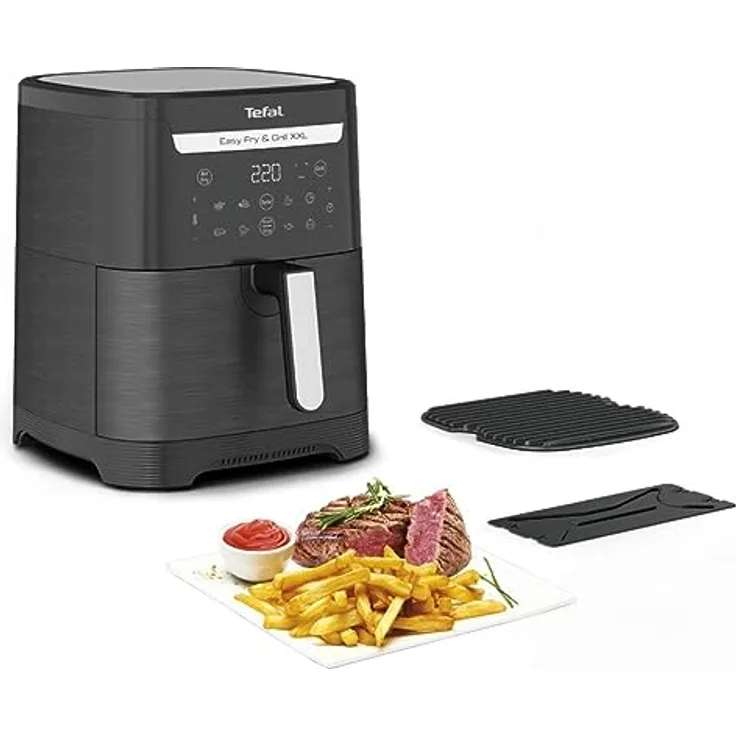 Tefal EY8018/4 Easy Fry & Grill XXL 2-in-1 Heißluftfritteuse 6,5L | Air Fryer und Grill | Flexcook-Einsatz für 2 Speisen gleichzeitig | gesunde Friteuse ohne Öl | energiesparend | 8 Programme | 8 Personen