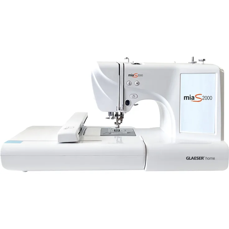 GLAESERhome miaS2000 Stickmaschine, kompakte Stickmaschine mit 96 vorinstallierten Designs und USB-Anschluss