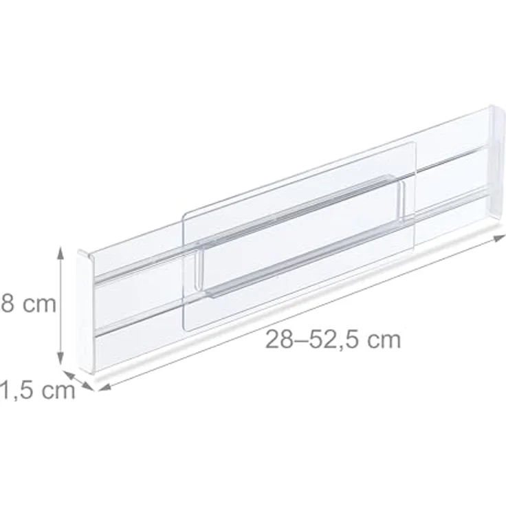 Relaxdays 4x Schubladentrenner, Verstellbares Küchen Organizer Set mit Anti-Rutsch-Stickern, Transparent – Bild 4