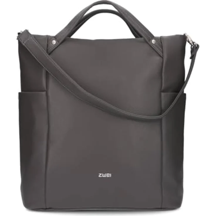 ZWEI Handtasche Pia PI120 Shopper aus genarbtem Kunstleder, Braun, 32.5 x 13 x 36 cm – Bild 5