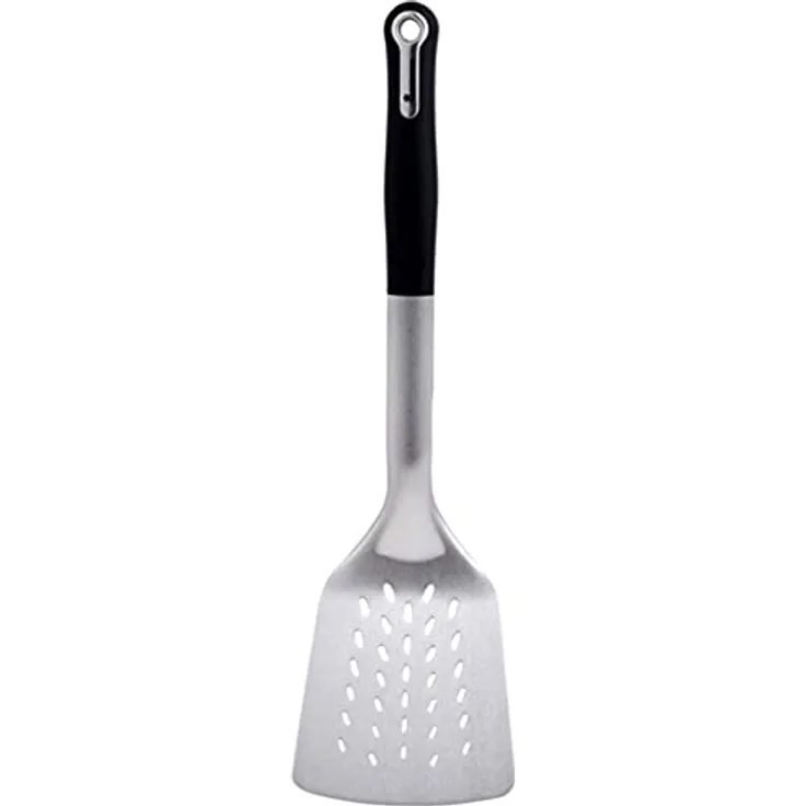 MasterPRO Foodies | Geschlitzter Pfannenwender | Aus Edelstahl | Maße 33,6 x 9,5 x 4,6 cm | Ergonomischer Griff mit Soft Touch | Einfache Reinigung