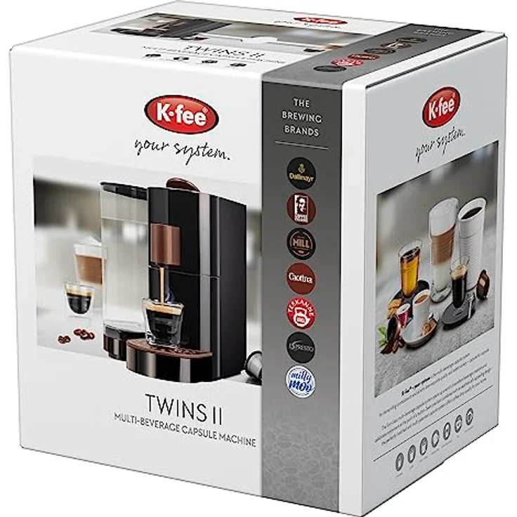K-fee Twins II Kaffeekapselmaschine, (1455 Watt, 2,3 Liter Wassertank, Farbe Schwarz-Kupfer) – Bild 7