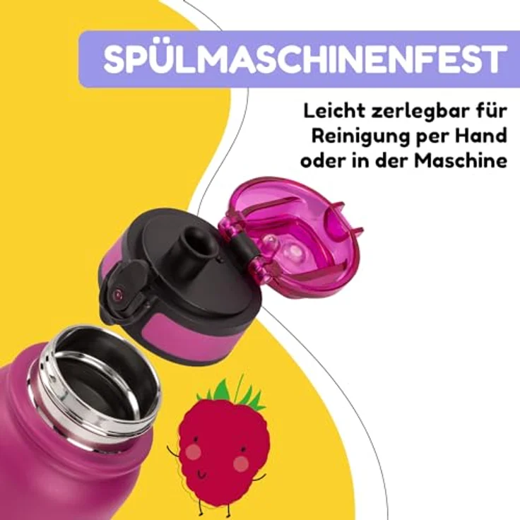 Schmatzfatz Trinkflasche Kinder Auslaufsicher, 550ml Edelstahl-Trinkflasche für Schule & Kindergarten, Wasserflasche BPA-Frei, Für Kaltes & Heißes, Auslaufsichere Trinkflasche für Mädchen & Jungen – Bild 3