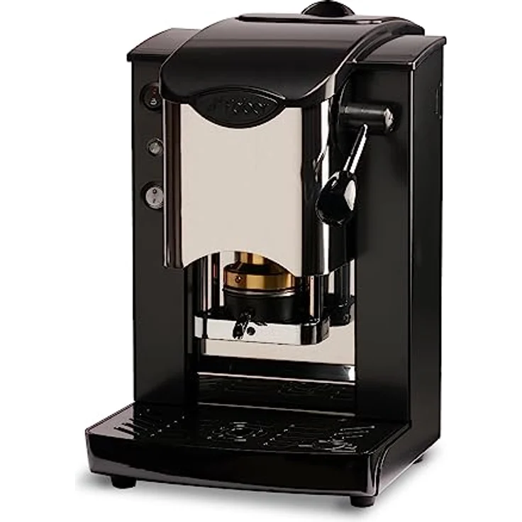 Faber Sinernbasott, Kaffeevollautomat in Schwarz und Silber, halbautomatische Zubereitung mit Kaffeepads, 15 bar Druck, 1,3 Liter Wassertank – Bild 1