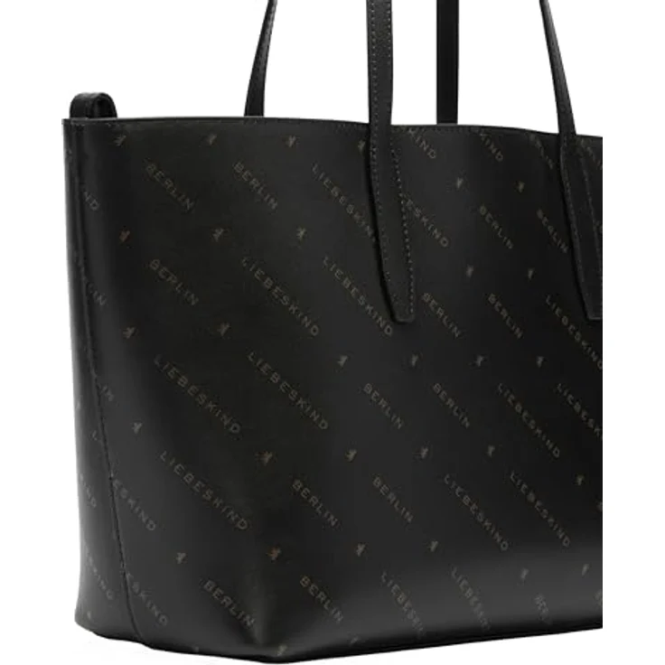Liebeskind Monogram Shopper Tasche M, 100% Leder, 47 cm x 12 cm x 26 cm, schwarz – Bild 4