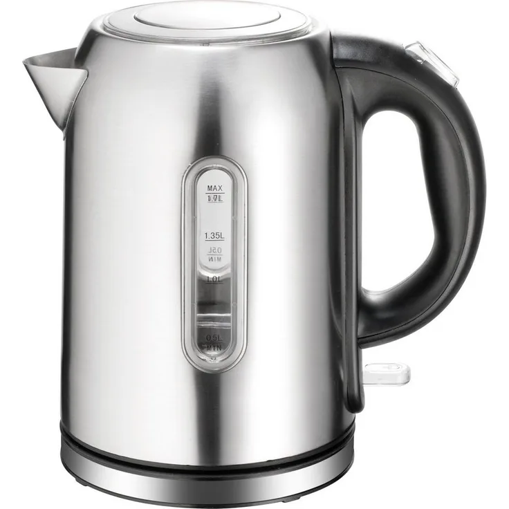 B&S Edelstahl Wasserkocher 1,7 L - 2200 Watt, 360° Drehung, automatische Abschaltung, Trockenkochschutz