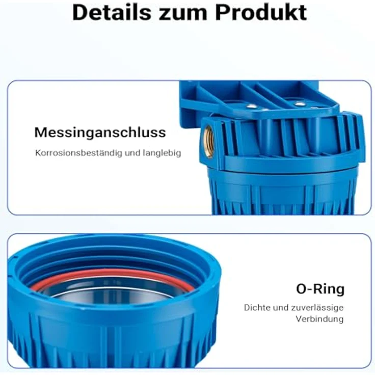Naturewater NW-BR10A Wasserfilter, 1 Stufen Sedimentfilter mit 5 µ Filterfeinheit, 26,16 mm (3/4") Filtereinsatz, inkl. Wandhalterung und Filterschlüssel – Bild 5