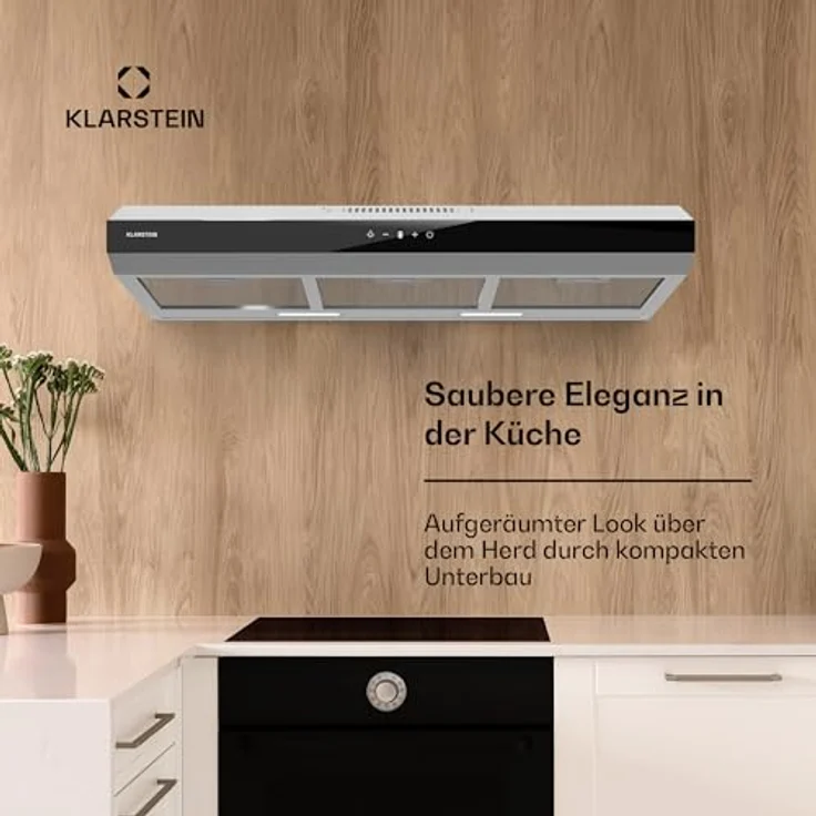 Klarstein Contempo Neo 90, Unterbau-Dunstabzugshaube mit 175 m³/h Abluftleistung, SenseControl Touch-Steuerung, Edelstahl/Acrylglas – Bild 3