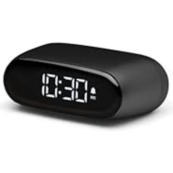 LEXON MINUT, kleiner digitaler Wecker mit Touch-Sensor, einstellbarer Lautstärke und Helligkeit, wiederaufladbar über USB-C, VA Pure Black LCD Display, Aluminium-Finish
